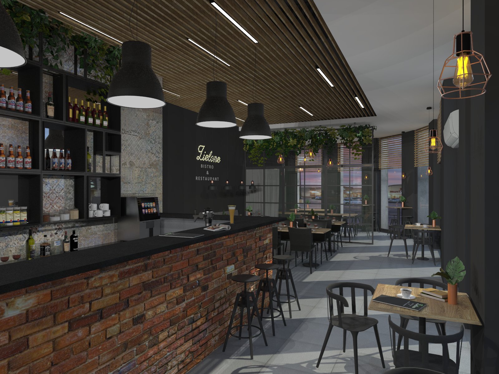 projekt restauracji, Zielone Bistro Katowice, projektowanie wnetrz Tychy, Studio Ładnie projektowanie wnętrz, Aleksandra Chmielowicz projektowanie wnętrz, projektowanie wnętrz Katowice