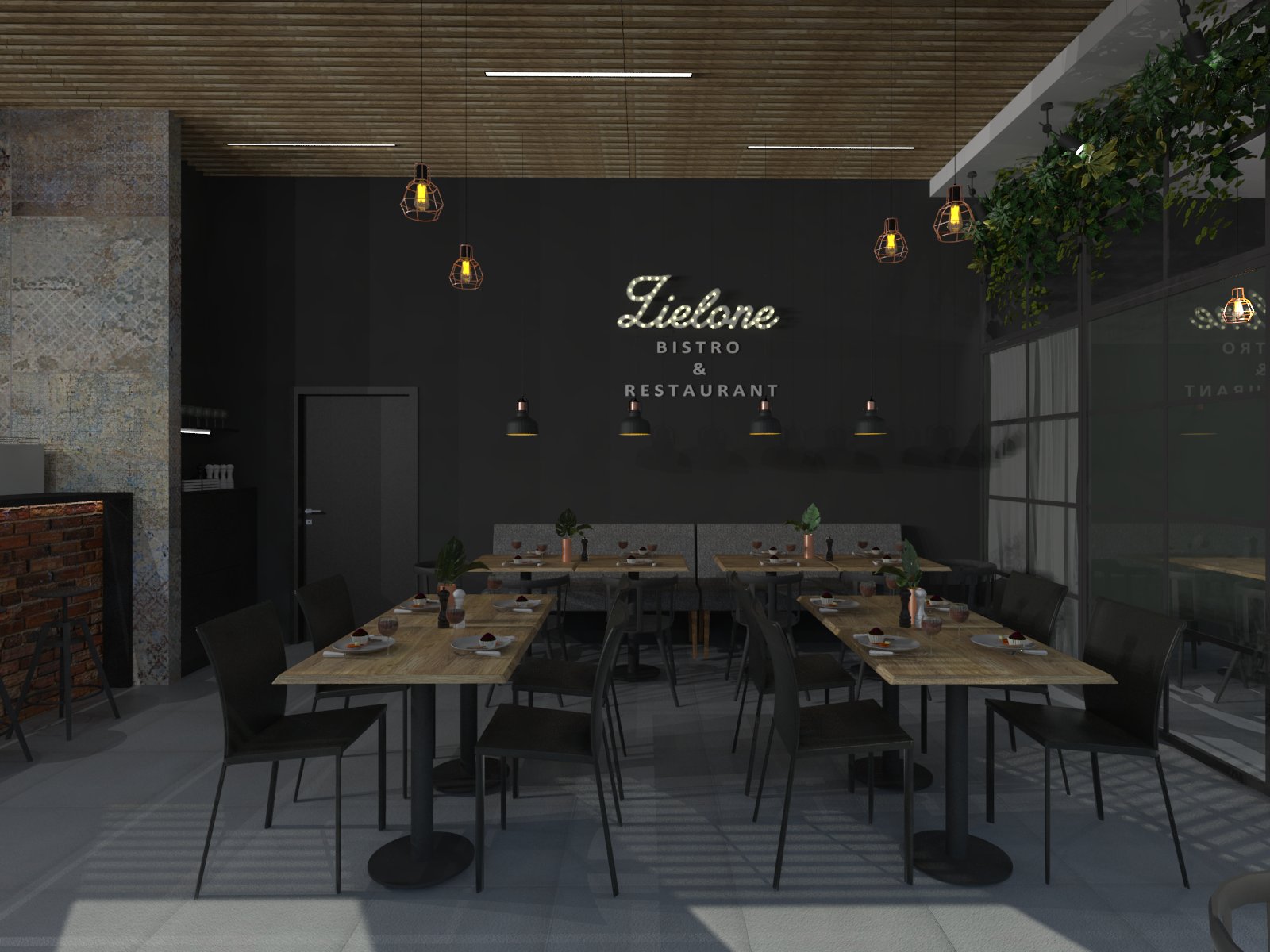 projekt restauracji, Zielone Bistro Katowice, projektowanie wnetrz Tychy, Studio Ładnie projektowanie wnętrz, Aleksandra Chmielowicz projektowanie wnętrz, projektowanie wnętrz Katowice