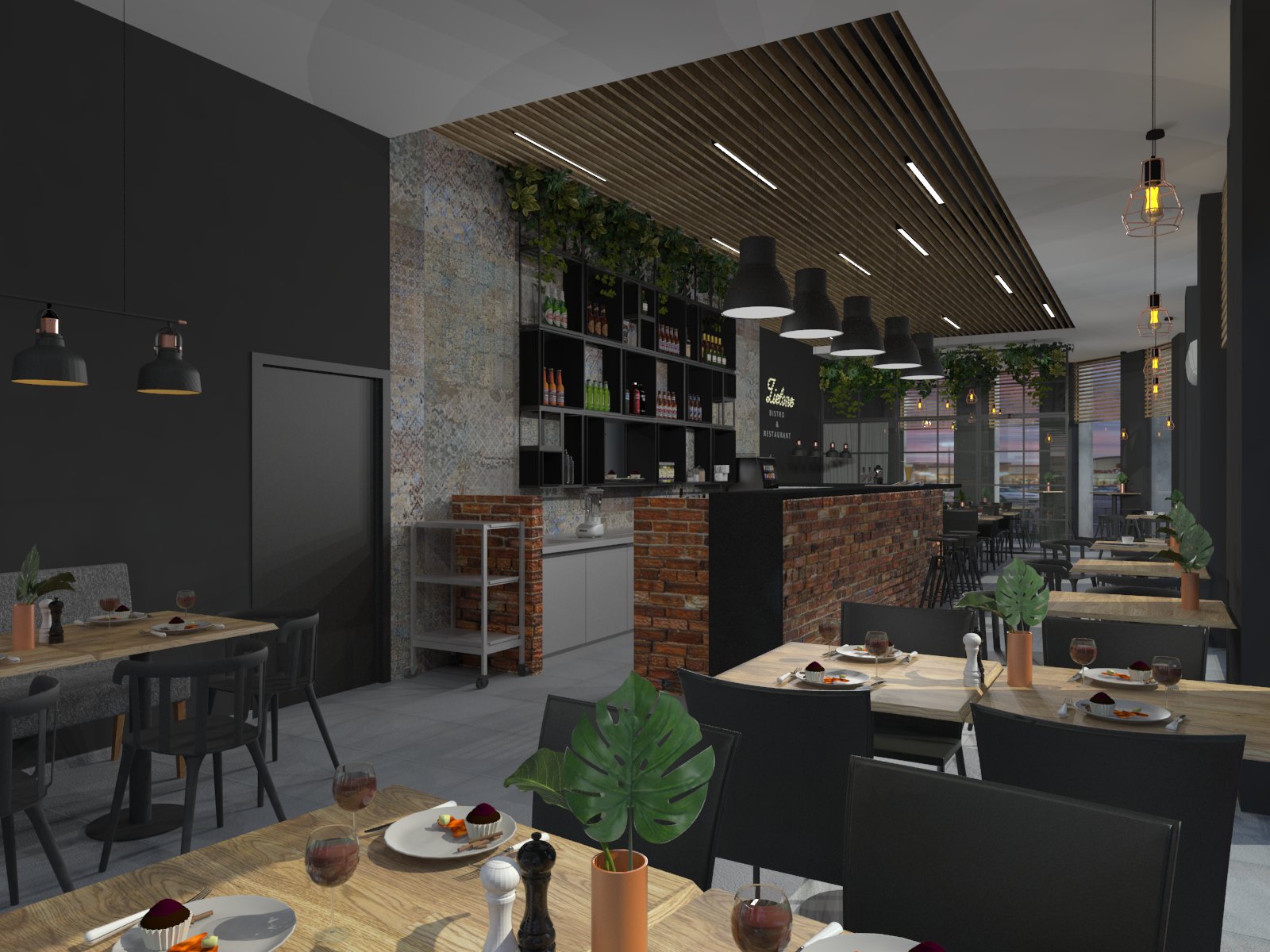 projekt restauracji, Zielone Bistro Katowice, projektowanie wnetrz Tychy, Studio Ładnie projektowanie wnętrz, Aleksandra Chmielowicz projektowanie wnętrz, projektowanie wnętrz Katowice